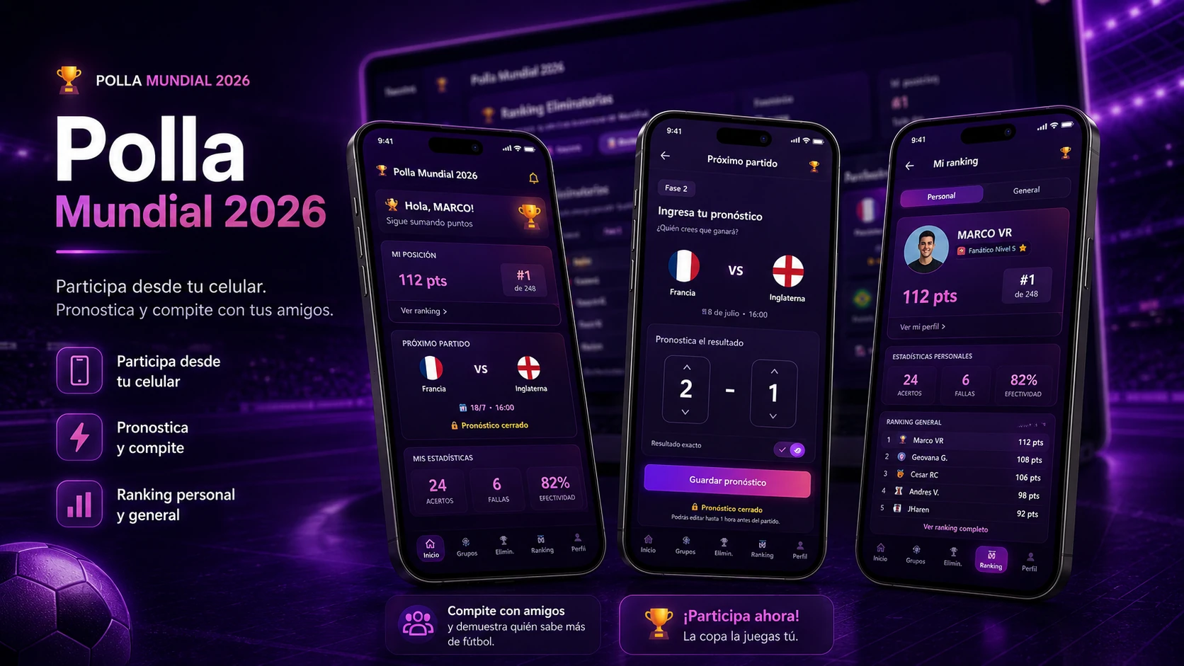Pronósticos desde el Móvil - Polla Mundial 2026